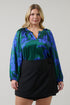 Busbee Floral Alcazar Raglan Sleeve Satin Blouse Curve
